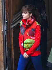 Emily In Paris S04 Lily Collins Red Puffer Vest