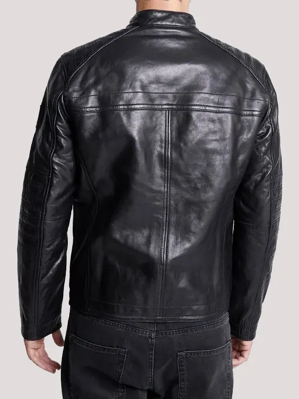 Men Biker Racer Moto Leather Jacket