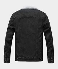 Black Sherpa Denim Jacket for Men