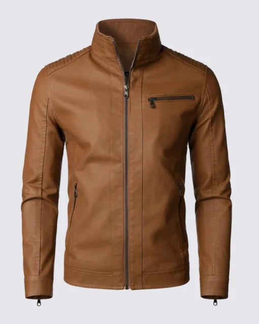 Mens Brown Biker Style Real Leather Jacket