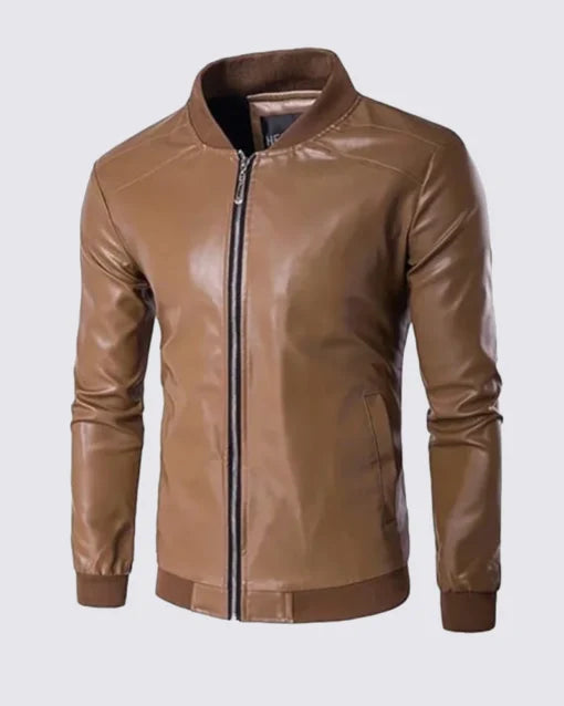 Mens Brown Bomber Leather Jacket