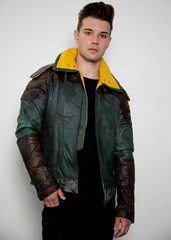 Mens Zane Vault Hunter Borderlands Leather Jacket Green