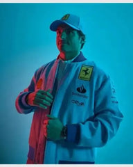 Miami Grand Prix Ferrari Blue Varsity Jacket