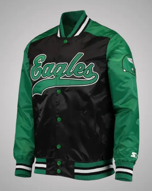 Philadelphia Eagles Black and Green Varsity Jacket