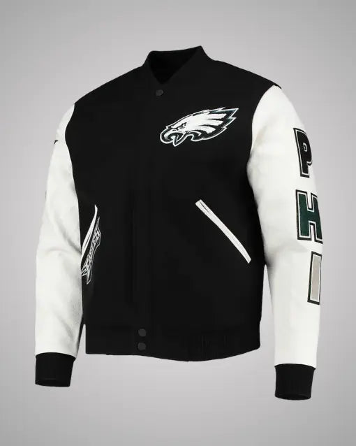 Philadelphia Eagles Black and White Letterman Jacket