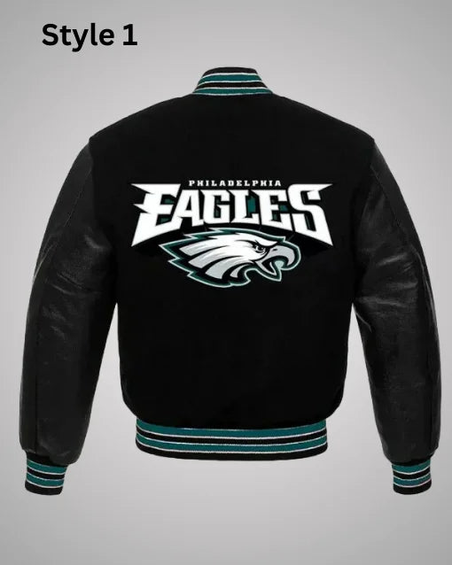 Philadelphia Eagles Black Varsity Leather Jacket