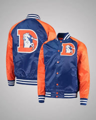 Denver Broncos Lead-Off Royal Blue and Orange Satin Jacket