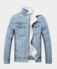 Mens Sky Blue Sherpa Denim Jacket