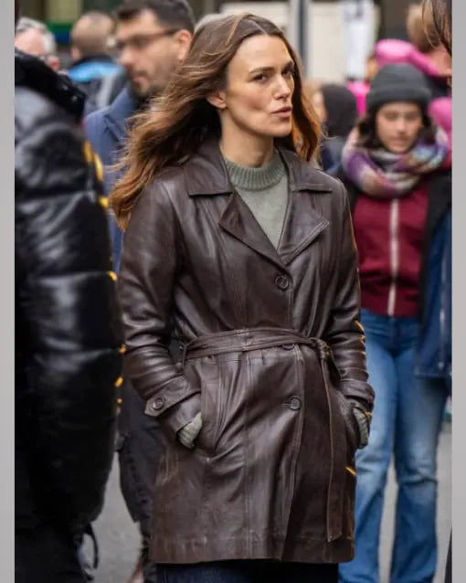 TV Series Black Doves 2024 Keira Knightley Brown Leather Coat