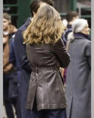 Keira Knightley Black Doves 2024 Brown Leather Coat