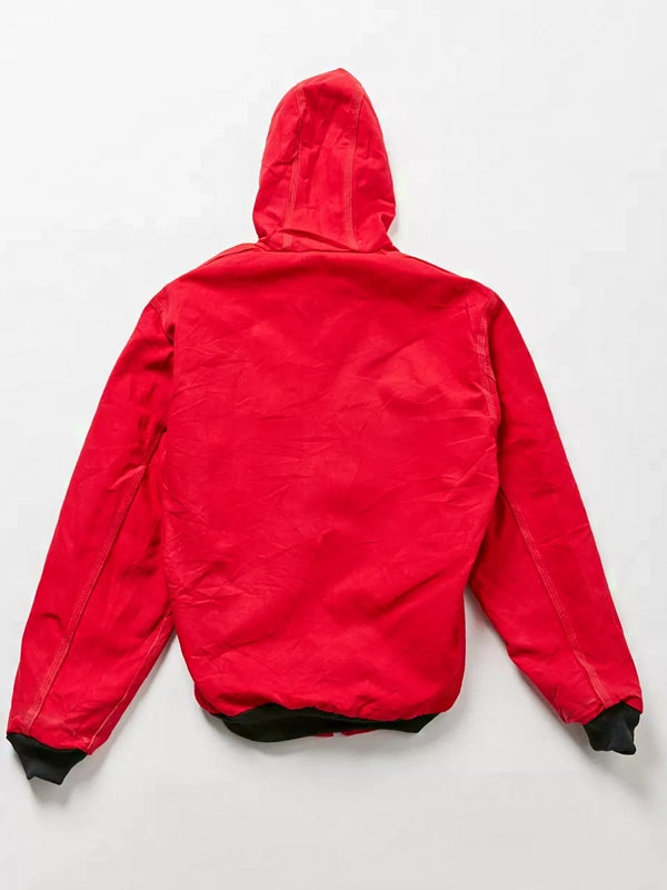 Vintage Red Carhartt Hooded Bomber Jacket