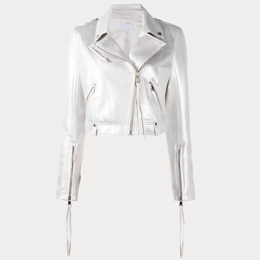 Metallic Biker Jacket for Women