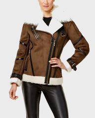 Womens Brown Shearling Leather Jacket