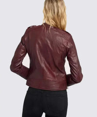 Stylish Maroon Leather Jacket for Women