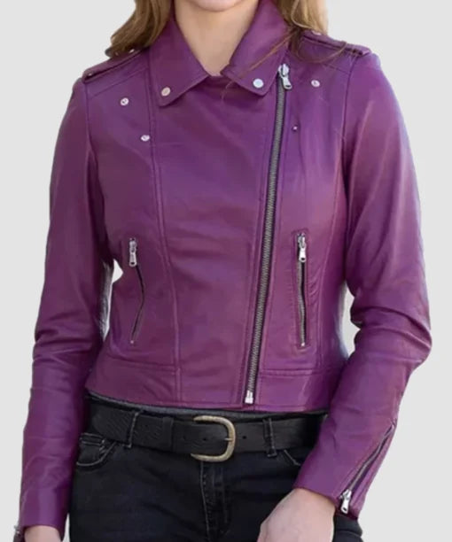 Purple Leather Jacket for Women