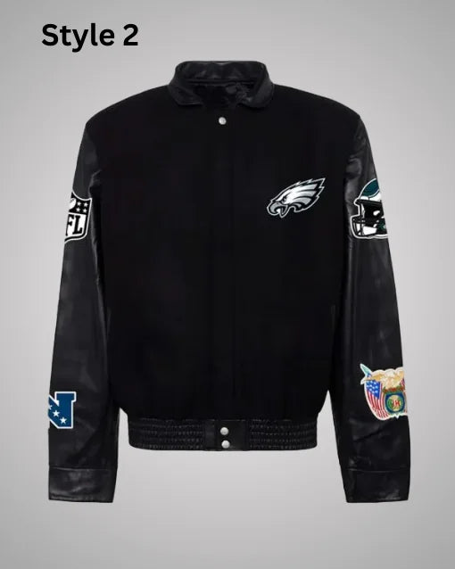 Philadelphia Eagles Black Letterman Jacket