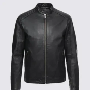 Mens Casual Black Racer Leather Jacket